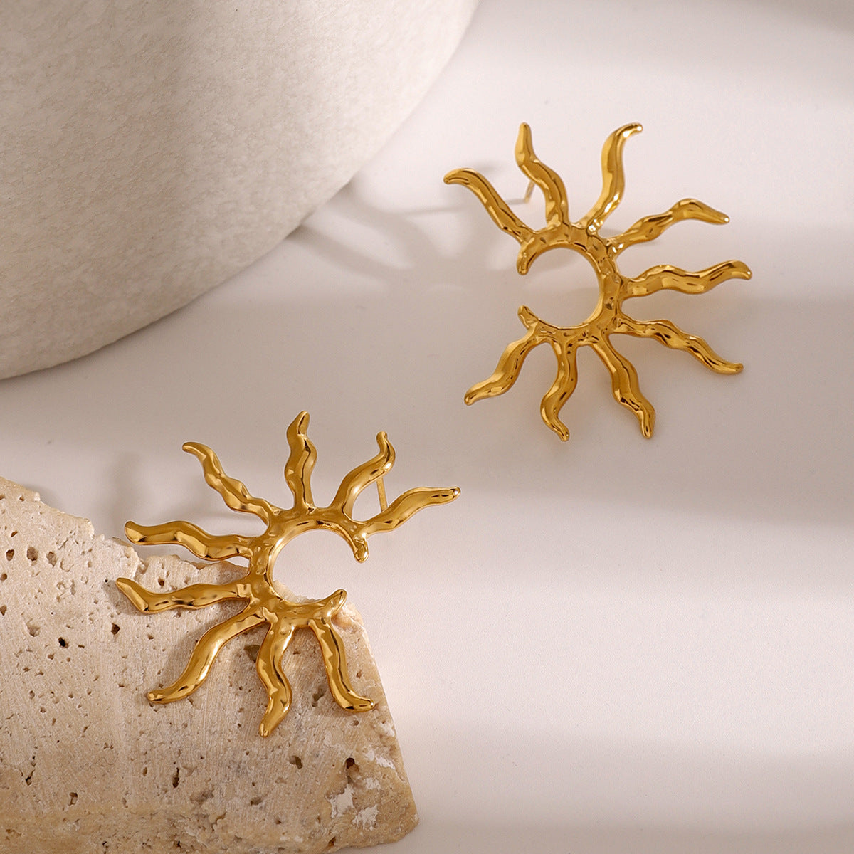 Stainless Steel Sunflower Earrings