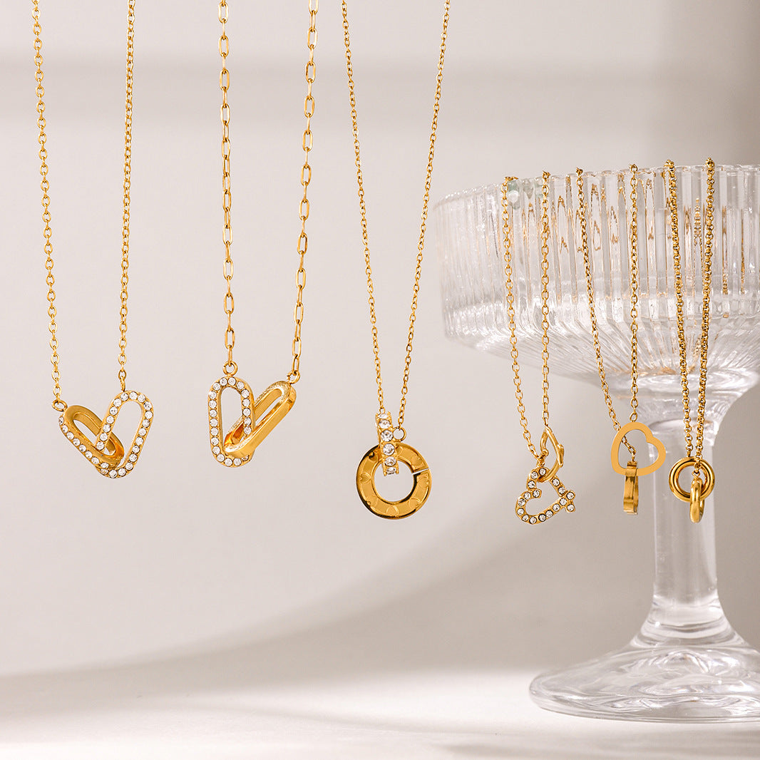 Dazzling Gold - Plated Chain - Link Necklace with Crystals