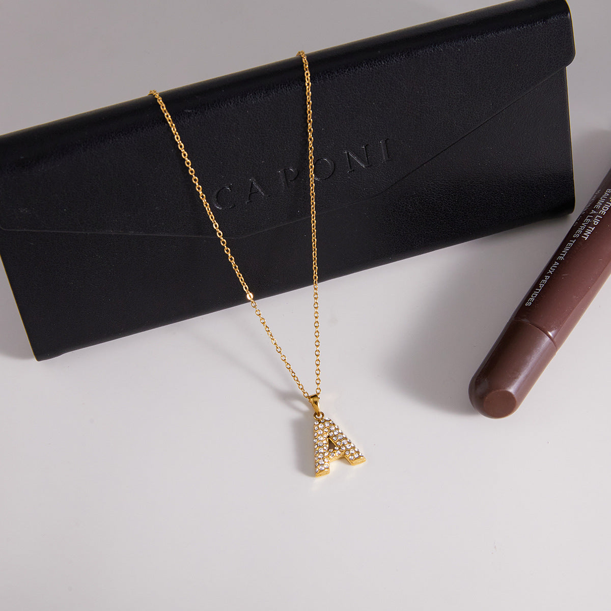 Multi - Layered Initial Heart Pendant Necklace Set