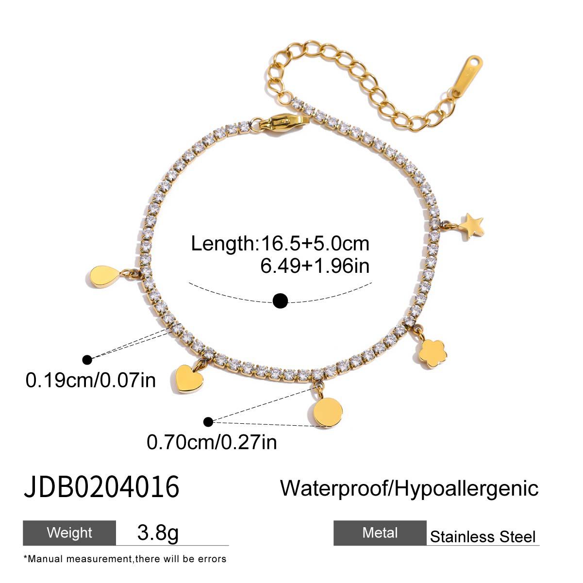 Layered Bracelet Set with Heart Pendant, Beads & Diamonds