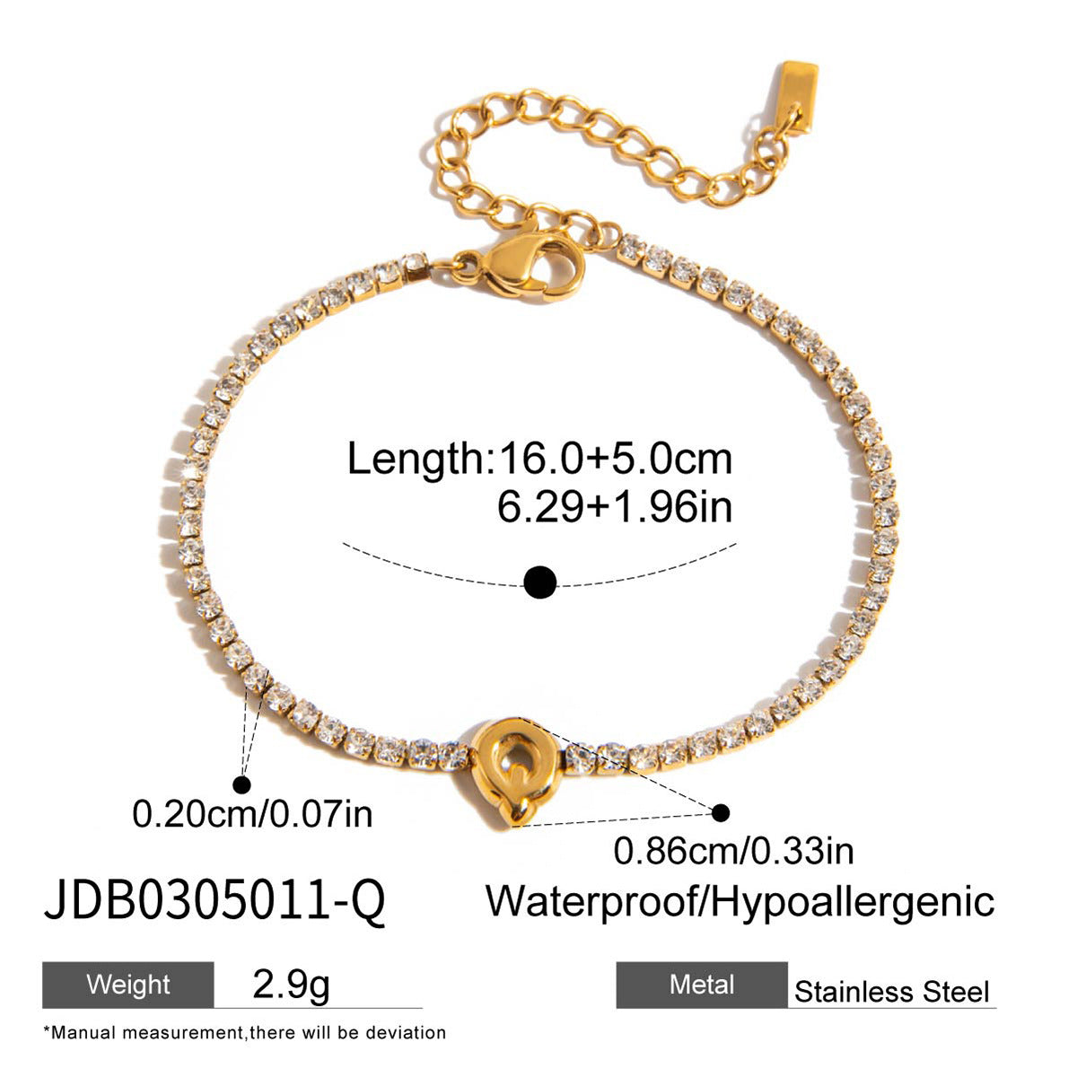 Gold Layered Bracelet Set with Letter Pendants – Stackable Bracelets for Women