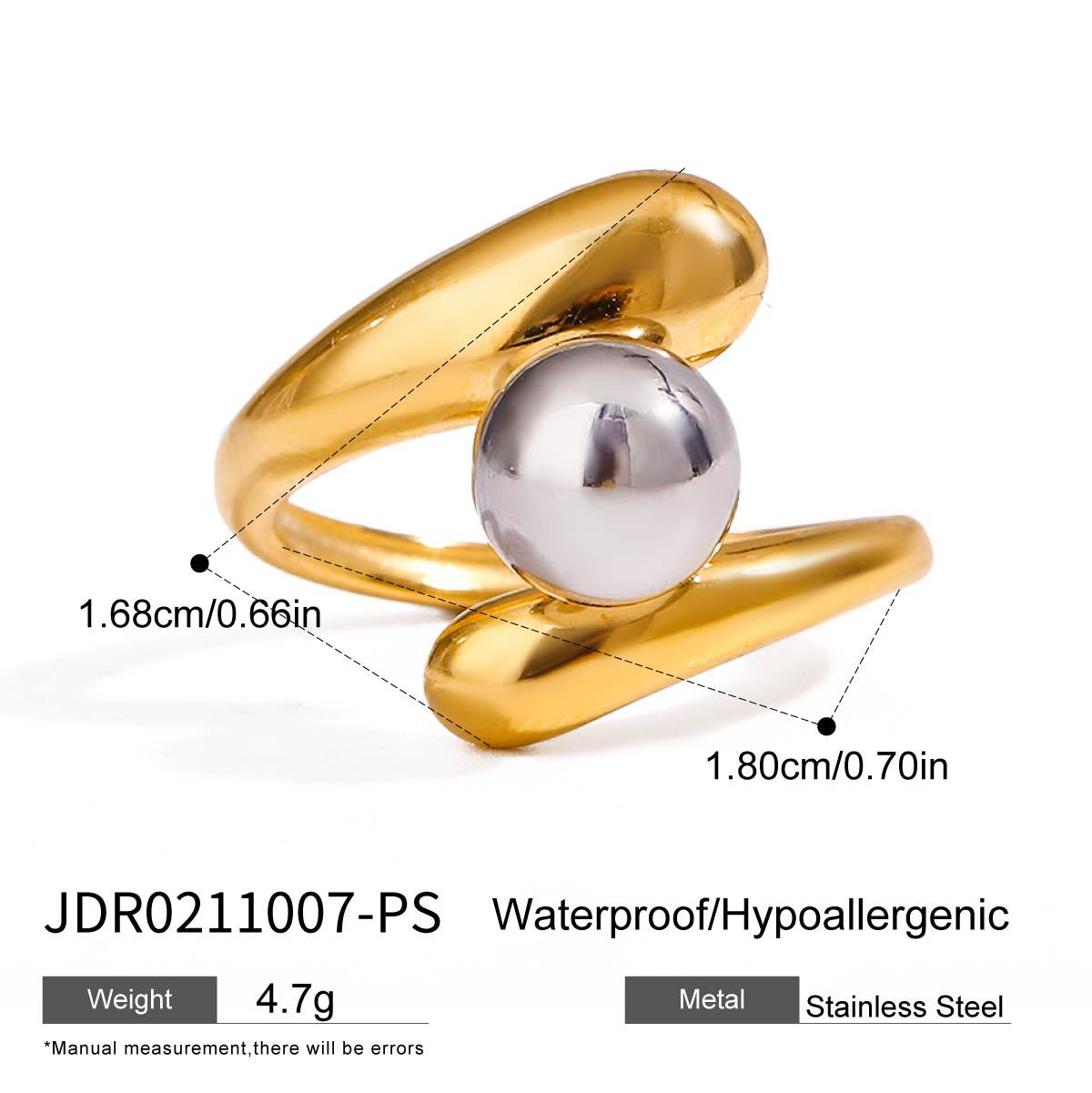 Organic Textured Gold Rings – Pearl & Metal Ball Statement Ring Set for Women