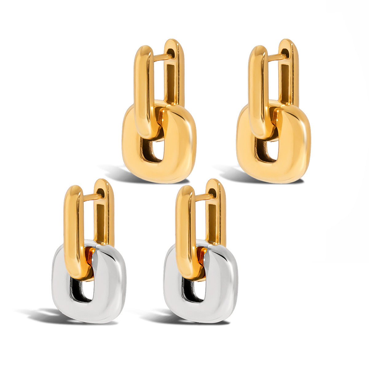 Two-tone Stainless Steel Stud Earrings