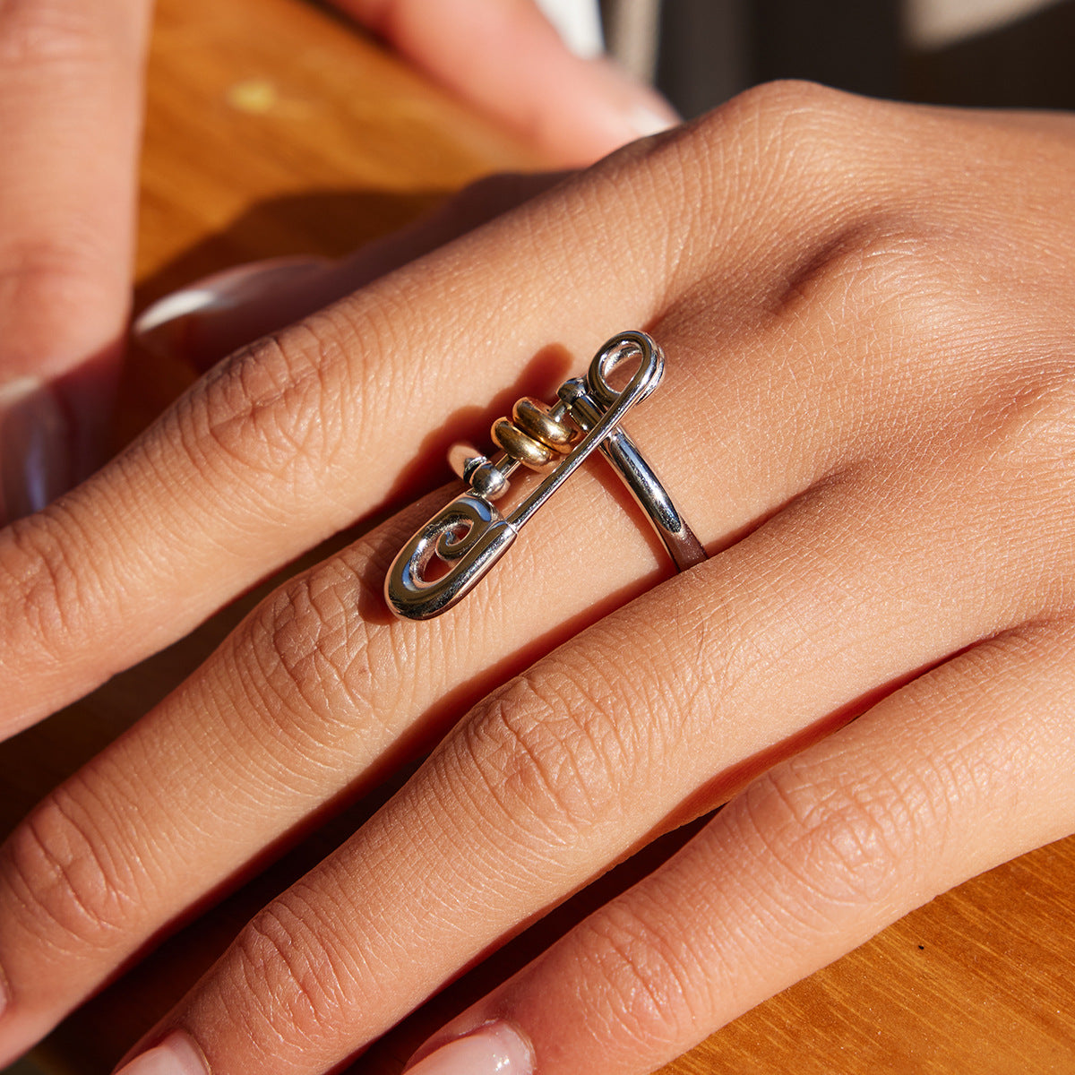 Mixed Metal Layered Ring Set – Industrial Chic Statement Rings for Women