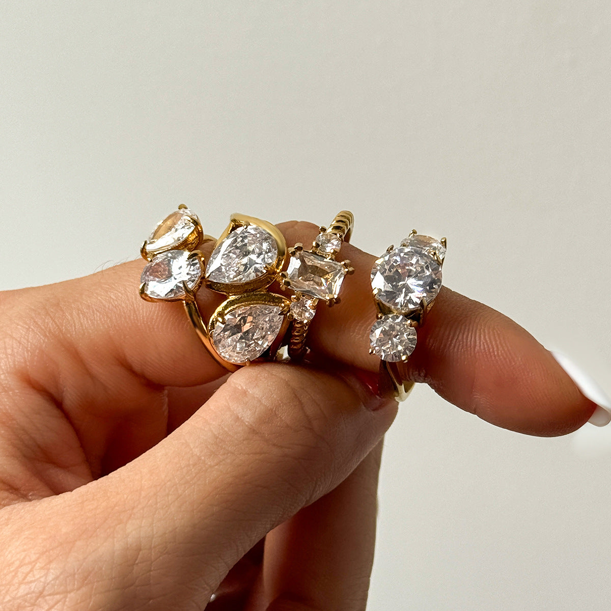 Diamond Stackable Rings – Three-Stone, Eternity & Open Ring Set for Women