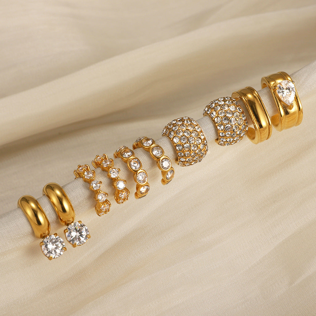 Gold - Plated Hoop Earrings with Dazzling Cubic Zirconia