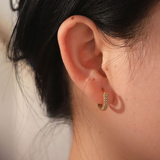 Gold - Plated Hoop Earrings with Dazzling Cubic Zirconia