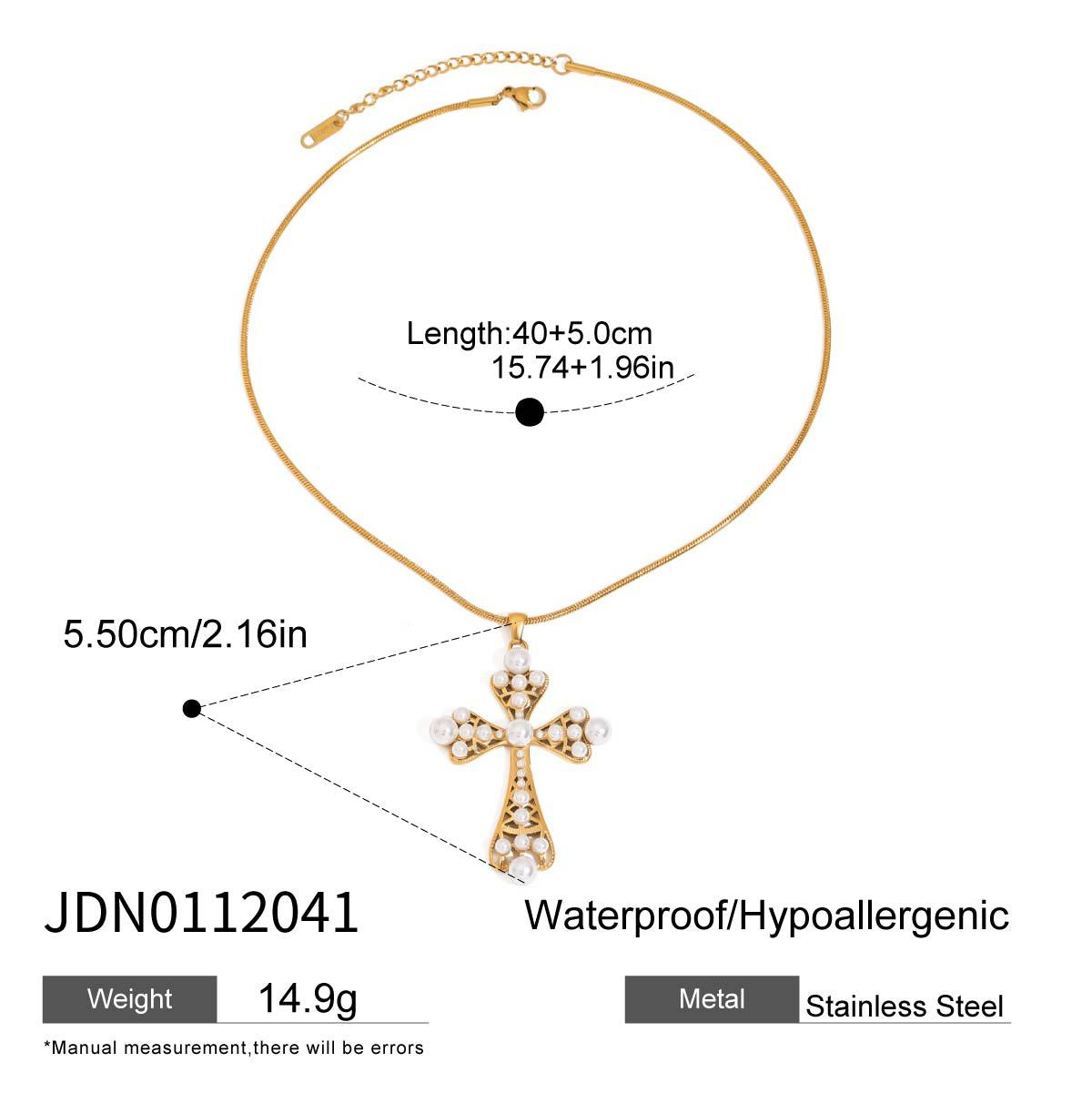 Stainless Steel Pearl Rosary Necklace