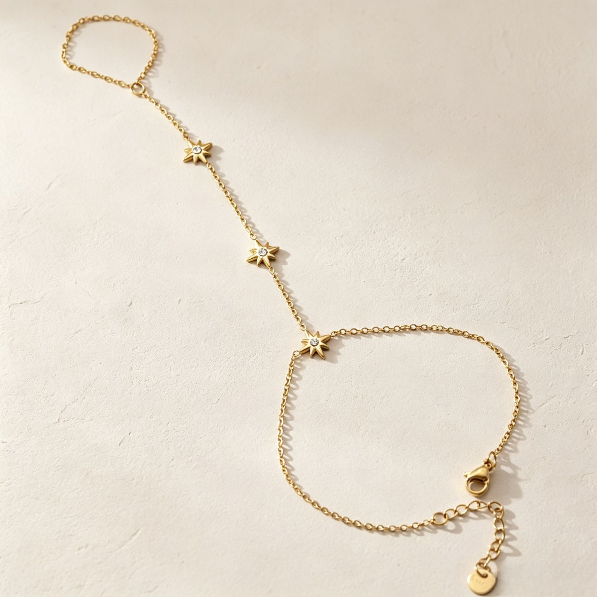 Gold Star Hand Chain Bracelet – Celestial Finger Ring Jewelry