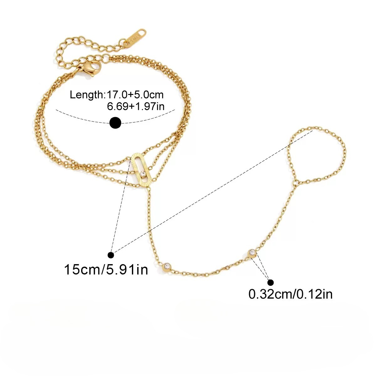 Gold Layered Hand Chain Bracelet – Minimalist Beaded Finger Ring Jewelry