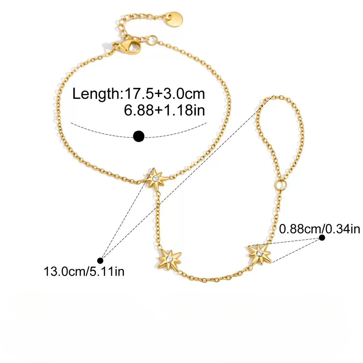 Gold Star Hand Chain Bracelet – Celestial Finger Ring Jewelry