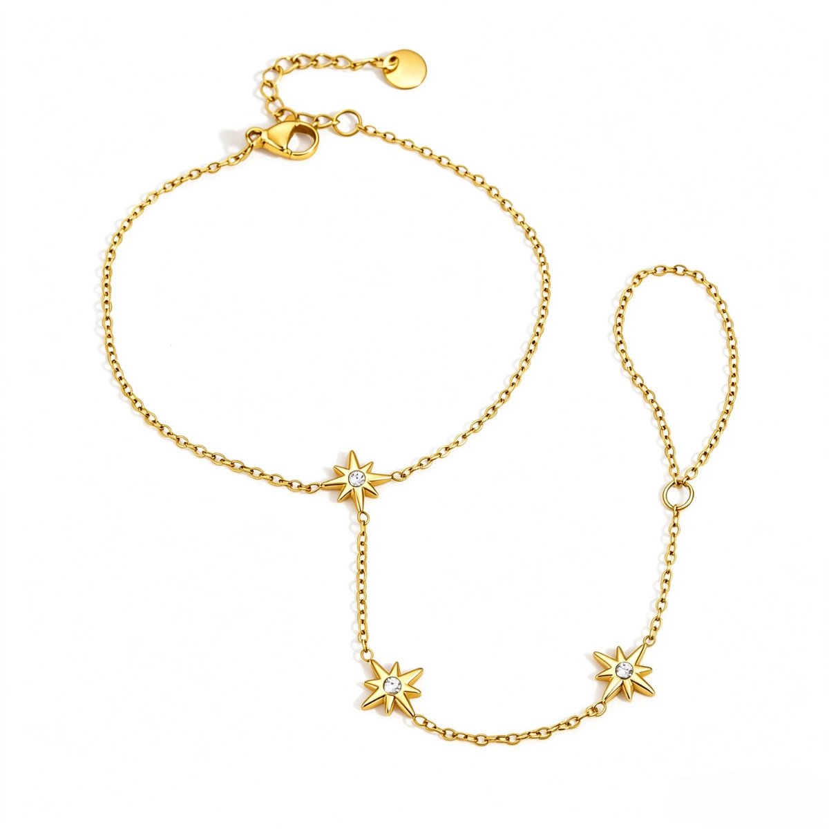 Gold Star Hand Chain Bracelet – Celestial Finger Ring Jewelry