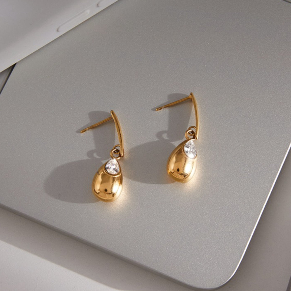 Stainless Steel Waterdrop Zirconia Earrings