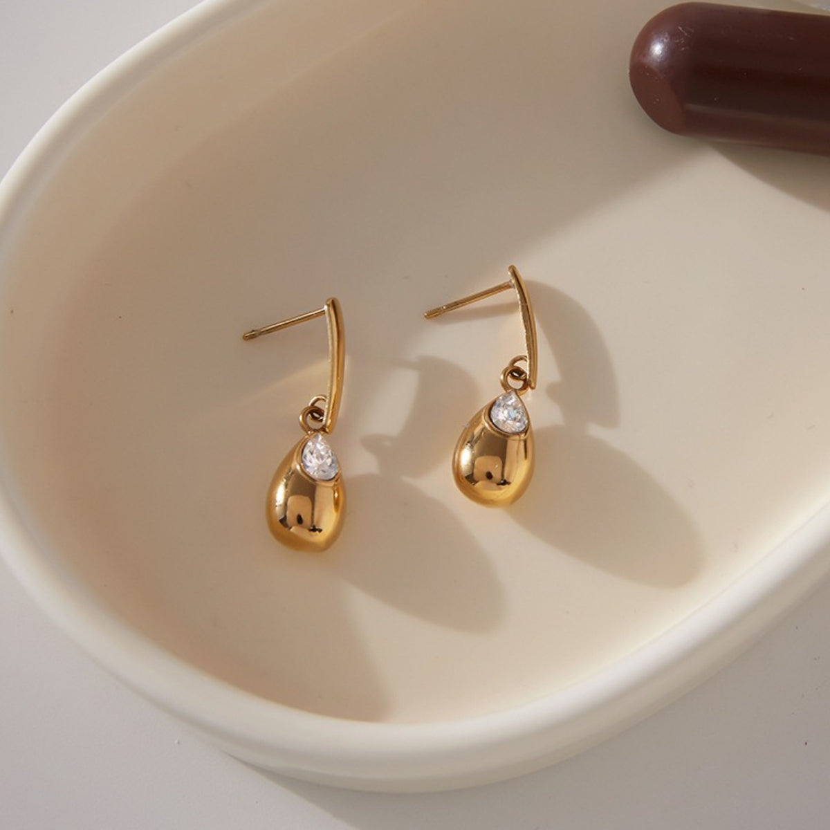 Stainless Steel Waterdrop Zirconia Earrings