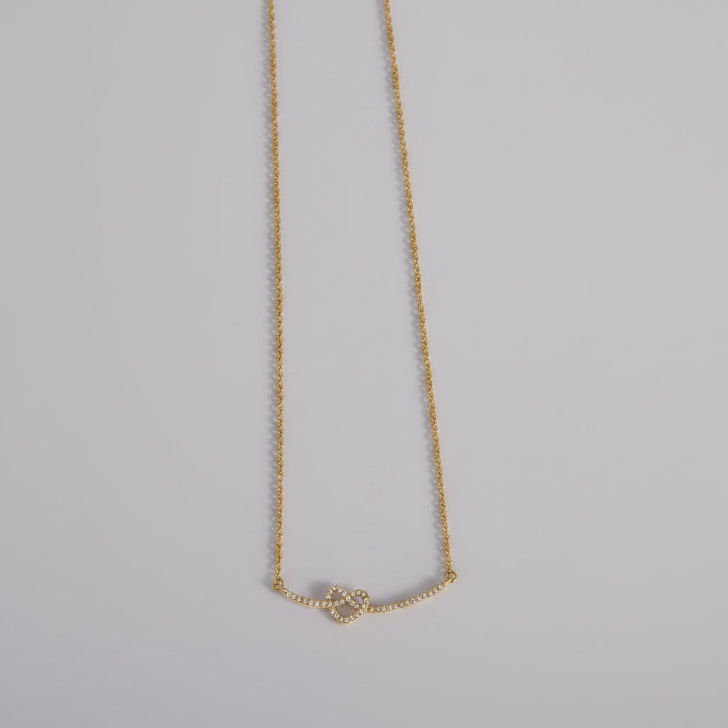 18K Gold Plated Interlocking Hearts Necklace with CZ