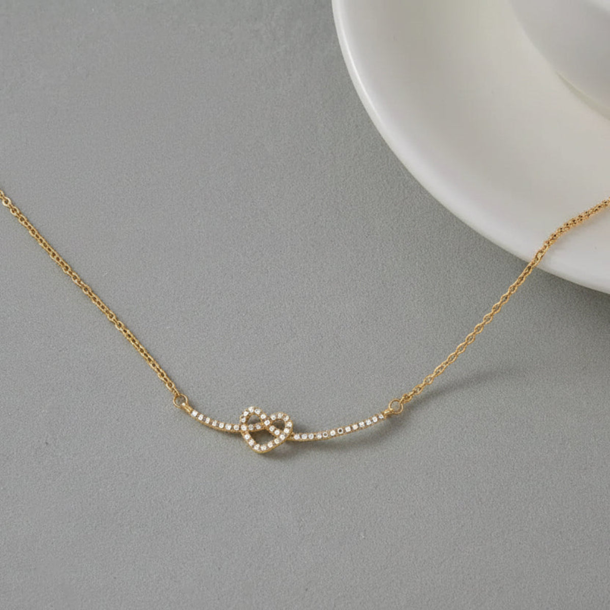 18K Gold Plated Interlocking Hearts Necklace with CZ