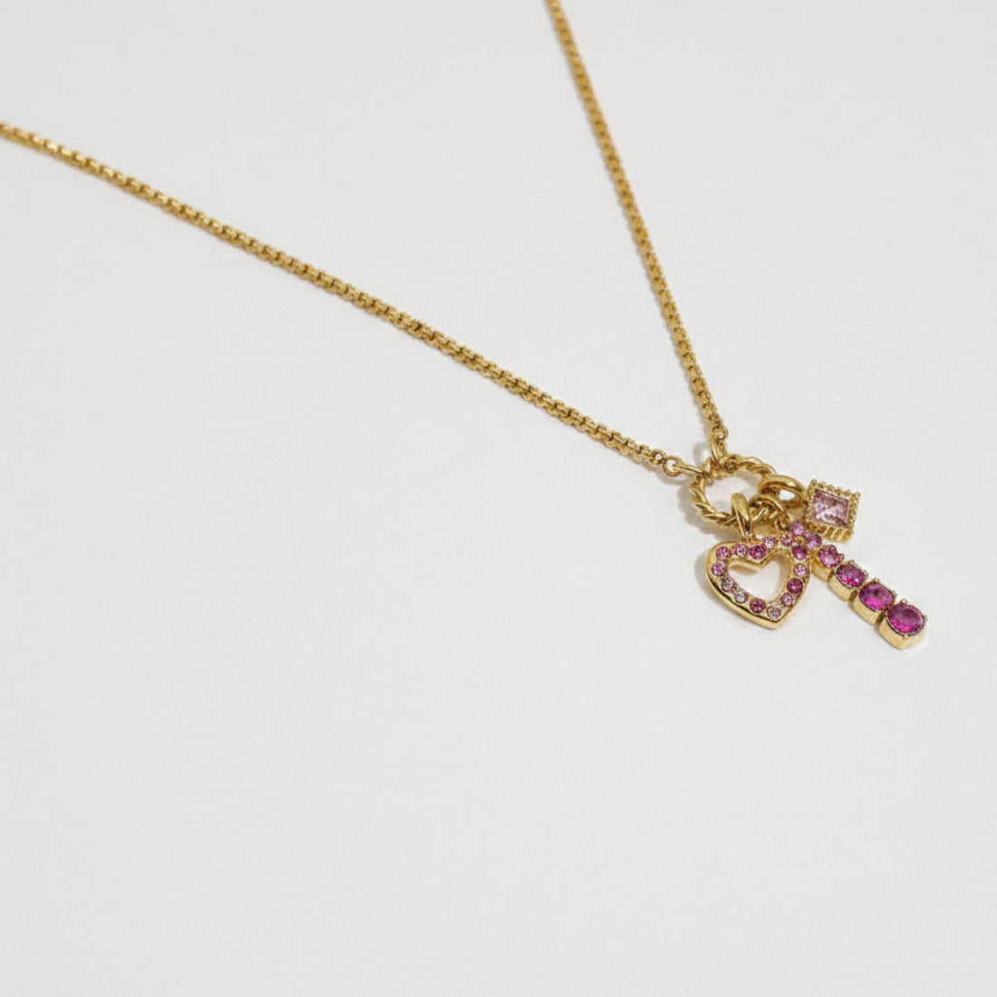 18K Gold Plated Pink Gemstone Charm Necklace for Women – Dainty Layering Jewelry Gift